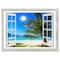 Designart - Window Open to Beach with Palm - Extra Large Seashore Canvas Art
